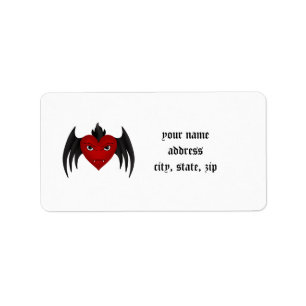 Winged sött gothic vampyr hjärta adressetikett