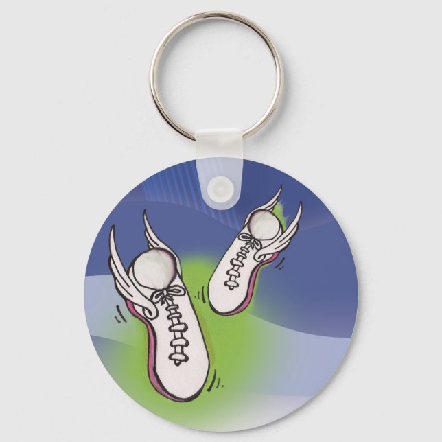 Winged Tennis Shoes Nyckelring (Framsida)