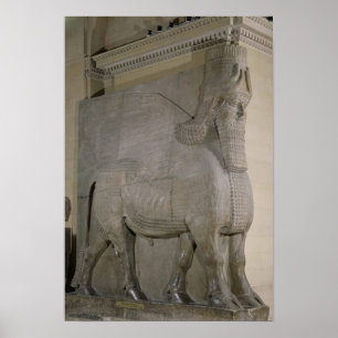 Winged-tjur vid en fasad av Kung Sargon II Poster