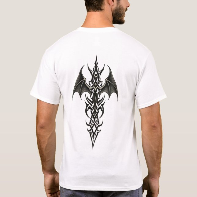 Winged Tribal Dagger Crest T Shirt (Baksida)