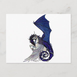 WINGED Unicorn och Dragon Vykort