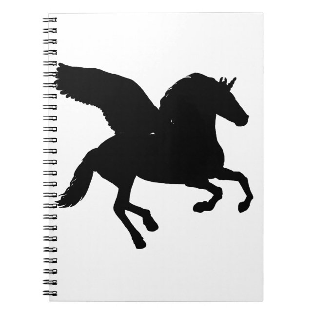 Winged Unicorn Silhouette Anteckningsbok Med Spiral (Framsidan)