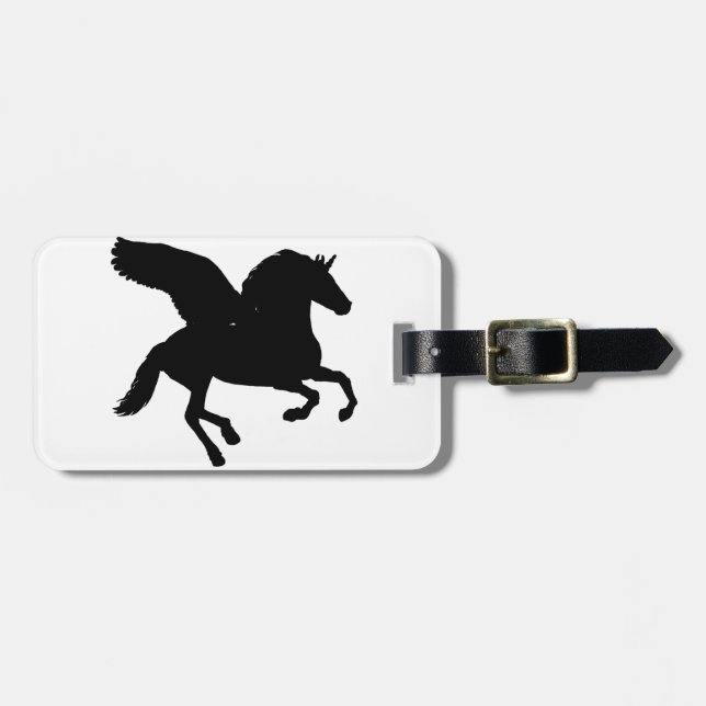 Winged Unicorn Silhouette Bagagebricka (Horisontell Framsida)