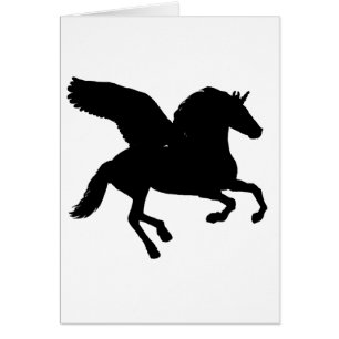 Winged Unicorn Silhouette Hälsningskort
