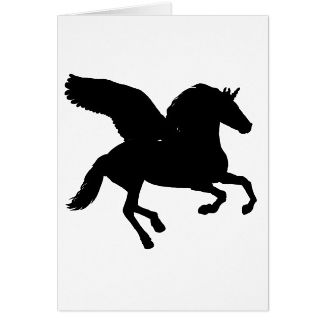 Winged Unicorn Silhouette Hälsningskort (Framsidan)