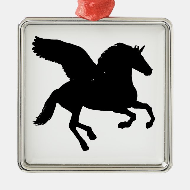 Winged Unicorn Silhouette Julgransprydnad Metall (Framsidan)