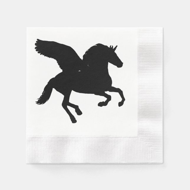 Winged Unicorn Silhouette Pappersservett (Framsidan)