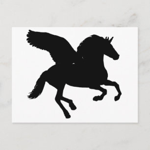 Winged Unicorn Silhouette Vykort