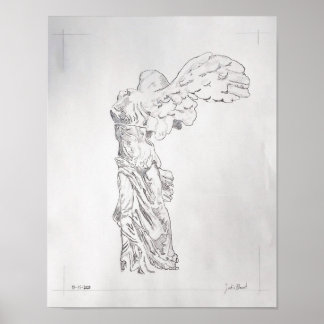 Winged Victory-grafit teckning poster