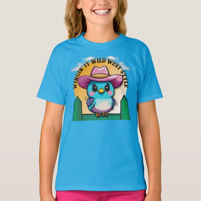 Wingin it Vilda western-Stil-Cute Bluebird T Shirt (Framsida)