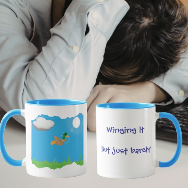 Winging it But Just Barely- Duck Humor Mugg (Skapare uppladdad)
