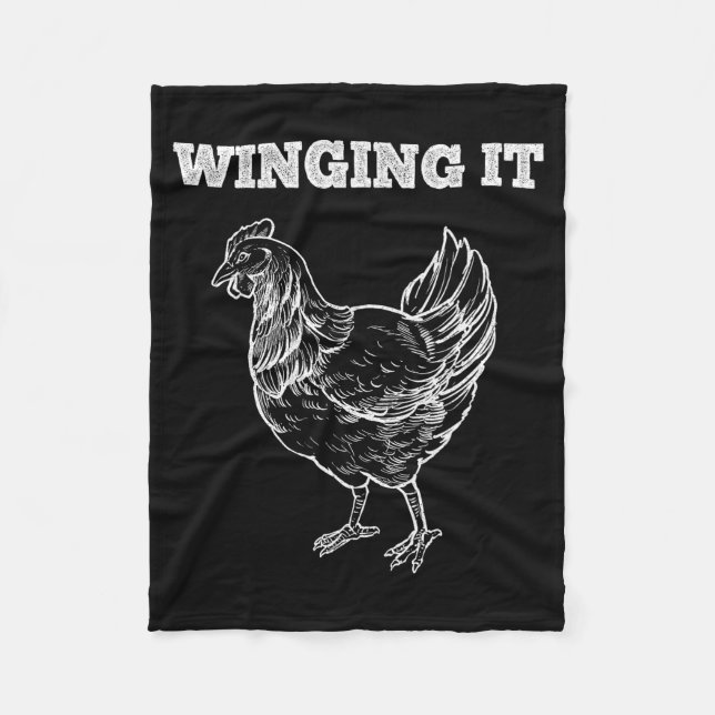 Winging It Funny Chicken Wings Lovers Quote  Fleecefilt (Framsidan)