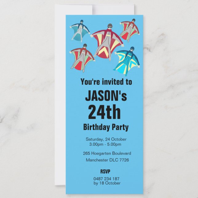 Wingkostym Skydiving Thmet Inbjudningar (Framsida)