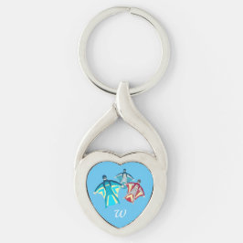Wingkostym Skydiving Twisted Heart Silverfärgad Nyckelring