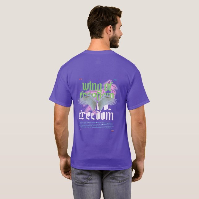 WingOfFreedomStayStrong&PowerOn Grundläggande Svar T Shirt (Hel baksida)