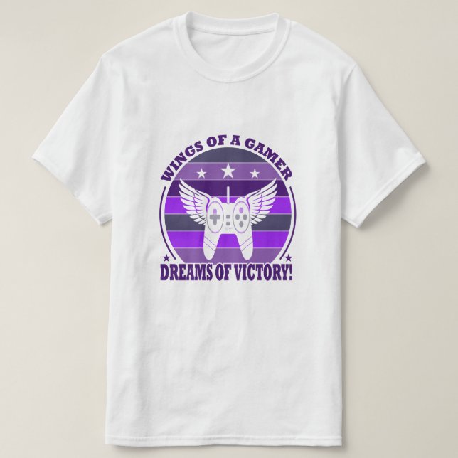 Wings of a Gamer T-Shirt – Dreams of Victory Gamin (Design framsida)