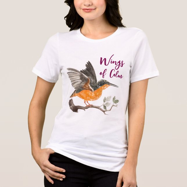 Wings of Calm– Elegant Bird Design Women’s T-Shirt (Framsida)