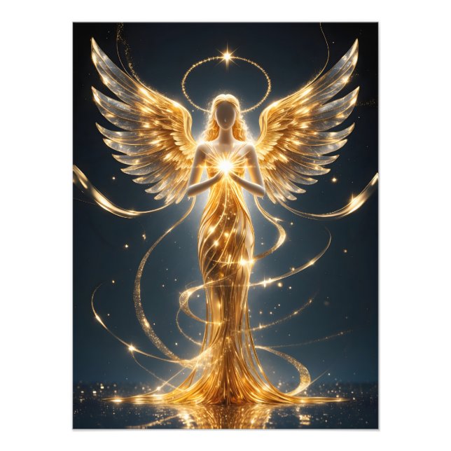 Wings of Light – Abstract Golden Angel Poster (Framsidan)