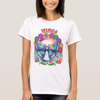 Wings Psychedelic Butterfly Floral Fram T Shirt