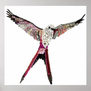 Wingspan Bird tillverkad helt av kardspelsdelar Poster