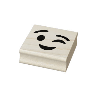 Wink Ansikte Emoji Rubber Frimärke Stämpel