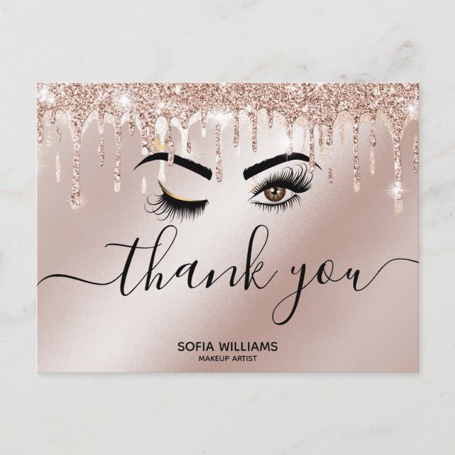 Wink BeSnyval Brown Öga med Guld Krona vykort (Framsida)