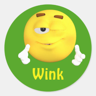 Wink Emoji Emoticon Tecknad Ansikte Runt Klistermärke
