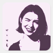 "Wink" Fyrkantig dekal flirtig tjejdesign rosa sas