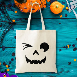 Wink Wink Jack o lantern Pumpkin Ansikte Halloween Tygkasse