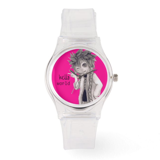 Winking Anime Guy, Original Teckning Armbandsur (Framsida)