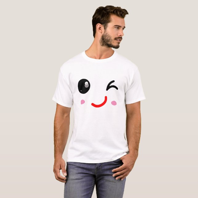 Winking ansikte, blinkande t shirt (Hel framsida)