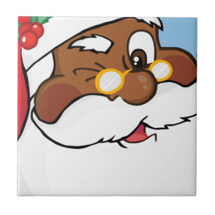 Winking Black Santa Keeping-julhemlighet Kakelplatta