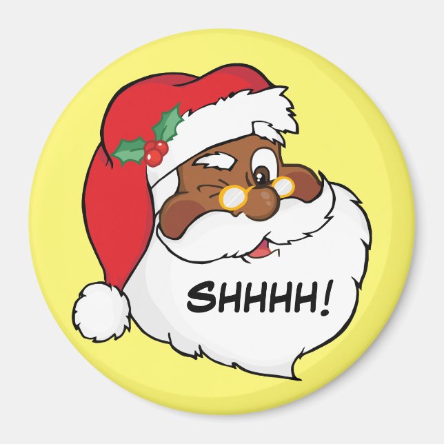 Winking Black Santa Keeping-julhemlighet Magnet (Framsidan)