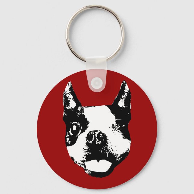 Winking Boston Terrier Nyckelring (Framsida)