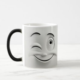 Winking Cartoon Face 3D Magisk Mugg