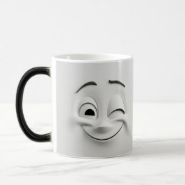 Winking Cartoon Face 3D Magisk Mugg
