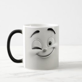 Winking Cartoon Face 3D Magisk Mugg