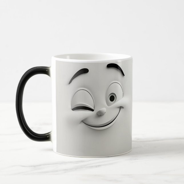 Winking Cartoon Face 3D Magisk Mugg (Vänster)