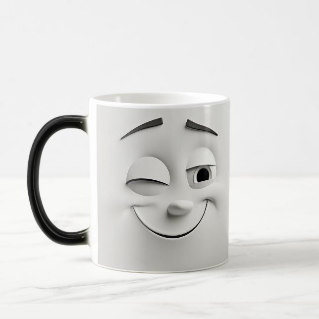 Winking Cartoon Face 3D Magisk Mugg (Vänster)