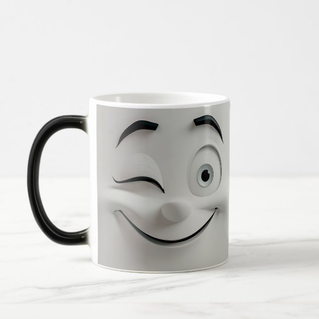 Winking Cartoon Face 3D Magisk Mugg (Vänster)