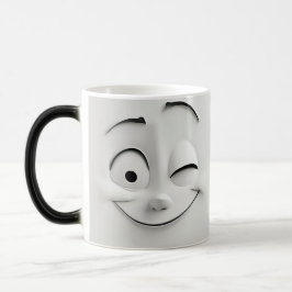 Winking Cartoon Face 3D Magisk Mugg