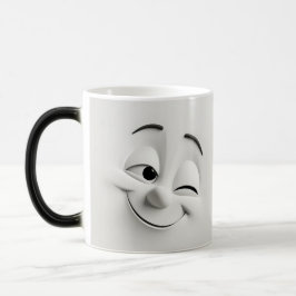 Winking Cartoon Face 3D Magisk Mugg