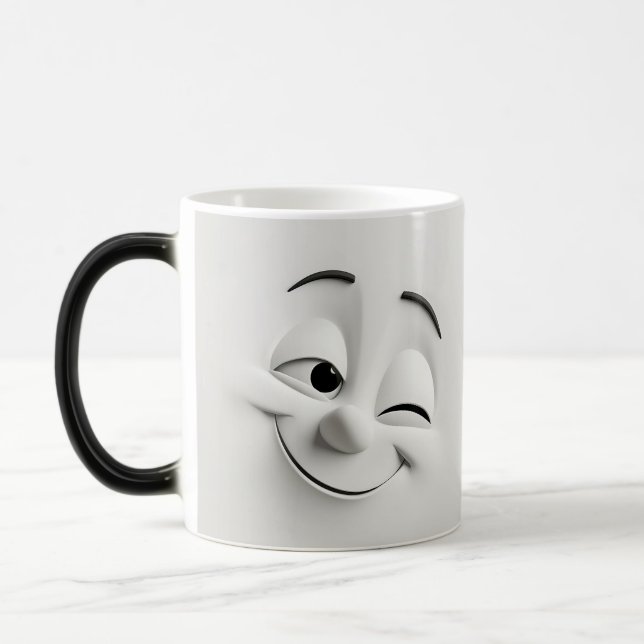 Winking Cartoon Face 3D Magisk Mugg (Vänster)