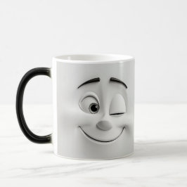 Winking Cartoon Face 3D Magisk Mugg