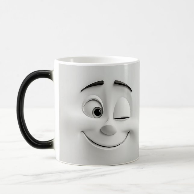 Winking Cartoon Face 3D Magisk Mugg (Vänster)