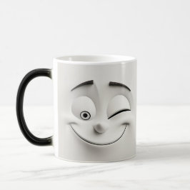 Winking Cartoon Face 3D Magisk Mugg