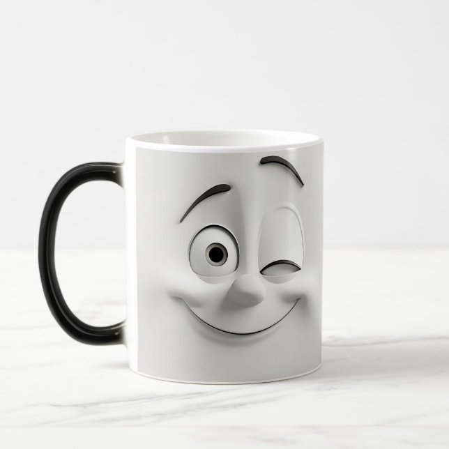 Winking Cartoon Face 3D Magisk Mugg (Vänster)
