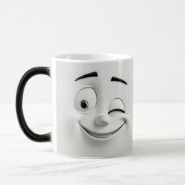 Winking Cartoon Face 3D Magisk Mugg