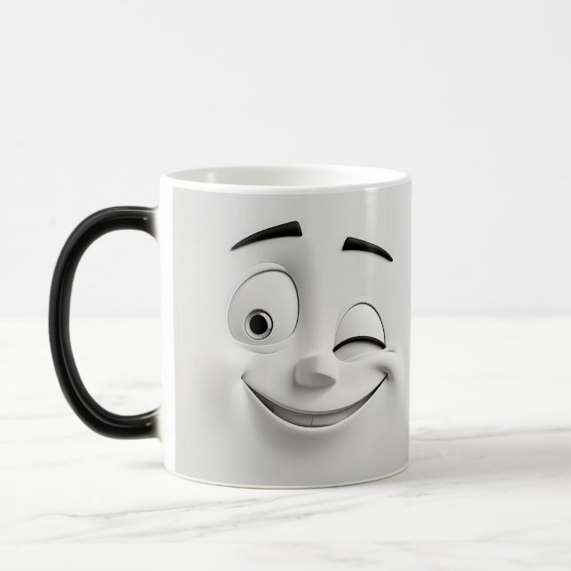 Winking Cartoon Face 3D Magisk Mugg (Vänster)