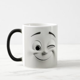 Winking Cartoon Face 3D Magisk Mugg